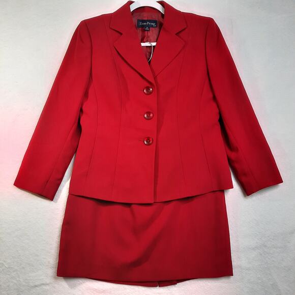 Evan-Picone 2 Piece Suit Blazer & Skirt Red Size 8P Work Career Professional - Picture 2 of 16